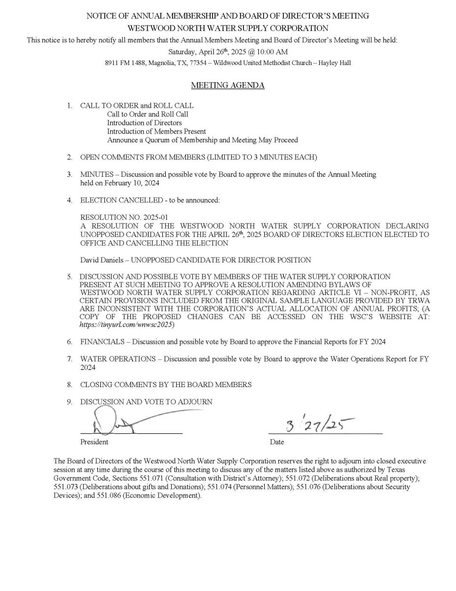 Annual Meeting Agenda 25